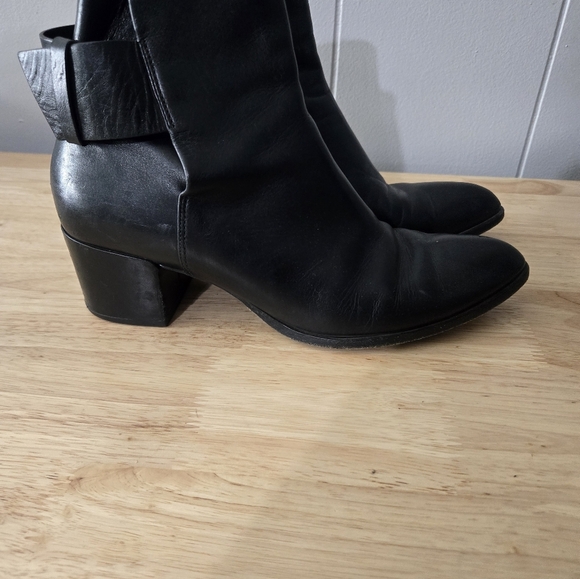 Alexander Wang Anja Black Leather Boots Womens Sz 8.5 Block Heel Buckle Closure. - Picture 8 of 14